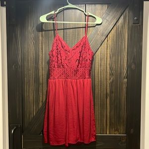 Dark red romper with lace detail by Maurices
